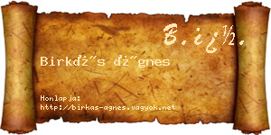 Birkás Ágnes névjegykártya